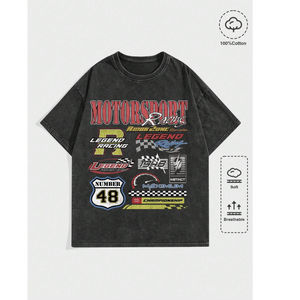 T-shirt uni en coton 100% de haute qualité, surdimensionné, épais, impression graphique personnalisée, t-shirt lourd pour homme, unisexe - Product Image 1