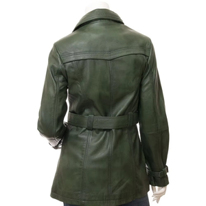 Mantic Enterprises Women's <b>Genuine</b> Leather Breathable Animal Print Moto Jacket Adjustable Waist Belt Turn-down Collar Full - Product Image 2