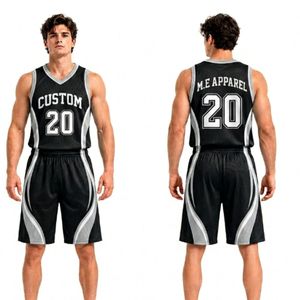 Tenues de basket-ball sublimées haut de gamme respirantes et très flexibles avec panneaux latéraux contrastants bleu ciel et bleu marine foncé - Product Image 5