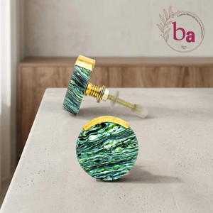 Ba Round Resin Brass Industrial Design <b>Cabinet</b> Knob <b>Green</b> Eco-Friendly Multi-Function Contemporary Kitchen Handle Durable - Product Image 1