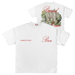 เสื้อยืดแขนสั้นสีขาวพิมพ์ลายดิจิทัลสำหรับผู้ชาย ทรงโอเวอร์ไซส์ สไตล์ลำลอง เหมาะสำหรับใส่ในฤดูร้อน ทรงบ็อกซี่ สตรีทแวร์ ทันสมัย - Product Image 1