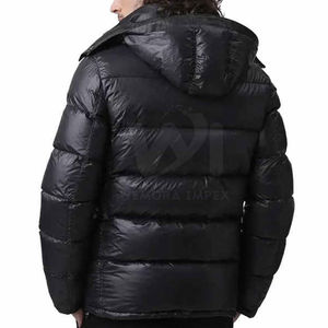 Nueva Chaqueta Acolchada Negra Brillante para Hombre con Capucha de Piel, Abrigo de Invierno con Burbujas, Parka Cálida Acolchada con Plumón, Chaqueta Impermeable Personalizada - Product Image 2