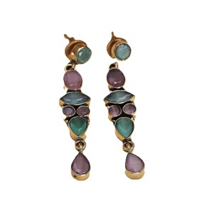 Pendientes Colgantes de Latón Plateado Oxidado con Circonita Corte Pera, Joyería Vintage, Regalo Unisex para Bodas, Proveedor Mayorista - Product Image 4