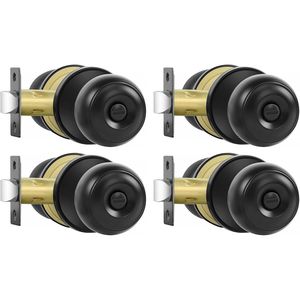 Set di 4 Maniglie per Porte con Serratura Nera Opaca, Senza Chiave, per Bagno e Camera da Letto, Maniglie per Porte e Finestre - Product Image 1