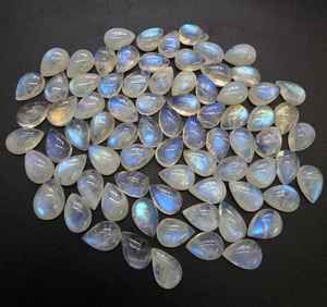 Cabochons en pierre de lune arc-en-ciel de qualité A, en forme de goutte, calibrés, pour la création de bijoux - Product Image 2