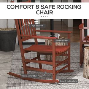 Set di 2 Sedie a Dondolo da Esterno in Legno ad Alta Densità con Curve Delicate per Patio, Prato, Giardino o Veranda - Product Image 5