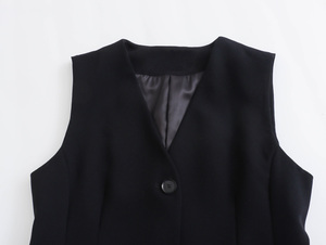 V Neck Single Breasted Black Color Casual Fashion <b>Women's</b> Vests & <b>Waistcoats</b> - Product Image 3