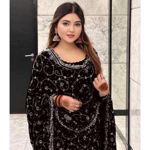 TRENDING GEORGETTE BORDADO SECUENCIA TRABAJO TOP SHARARA CON DUPATTA NEGRO - Product Image 1