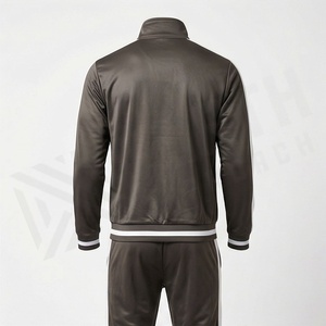 Men's Solid Color <b>Tracksuit</b> Full Zip Stand Collar Sporty Style Breathable Polyester Track Jacket With Side Pockets Autumn Wear - Product Image 2
