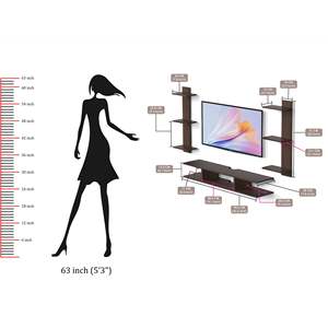 ตู้วางทีวีขนาดเล็ก Estoye ดีไซน์มินิมอล สีเวงเก้ สำหรับทีวีขนาดไม่เกิน 42 นิ้ว - Product Image 6