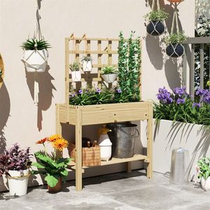 Fioriera Rialzata Zincata con Traliccio, Resistente Contenitore per Piante da Esterno e Recinzione per Decorazione Giardino - Product Image 1