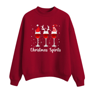 Sudadera de cuello redondo para hombre, jersey con estampado de árbol de Navidad rojo, top informal de manga larga para invierno - Product Image 3