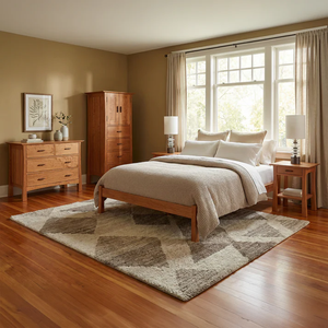 Eco-Friendly Natural Cherry Wood <b>Platform</b> <b>Bed</b> <b>Frame</b> Minimalist Scandi Style Bedroom Furniture Set - Product Image 6