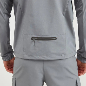 Ensemble coupe-vent à capuche personnalisé avec logo, en polyester extensible, coupe ajustée, pour la gym, veste et pantalon d'entraînement, faible MOQ, vêtements de sport, ensemble 2 pièces - Product Image 5