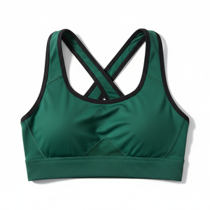 Premium High- Yoga Sports <b>Bra</b> Front Logo Crisscross <b>Straps</b> Scoop Neck Breathable Seamless Medium Support Removable Pads - Product Image 1
