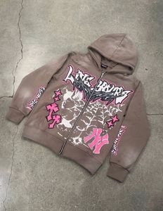 Sudadera con capucha de invierno estilo streetwear 100% algodón polar con lavado ácido, diseño de letras personalizadas con pedrería para hombre - Product Image 6