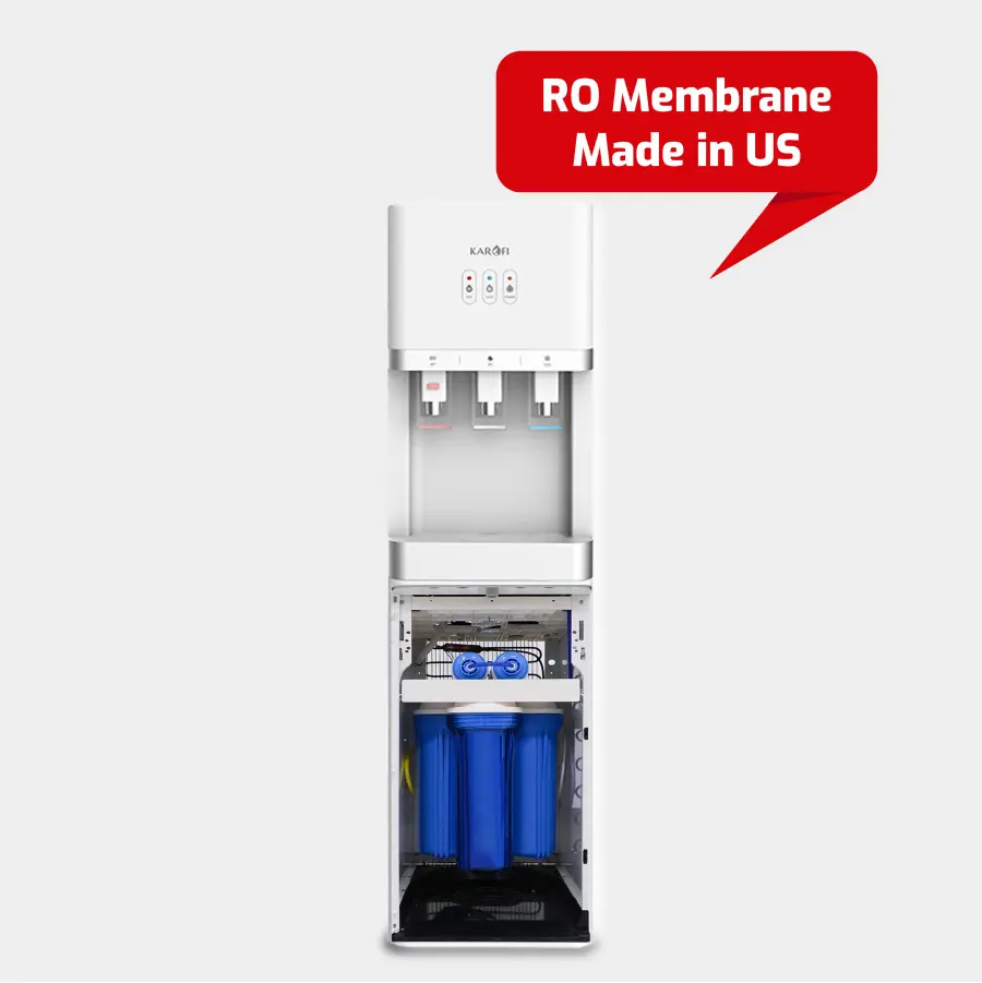 Dispensador de agua fría y caliente Karofi HCV208 RO superventas con tanque grande de 5 litros Tecnología de refrigeración por compresor hecho en Vietnam