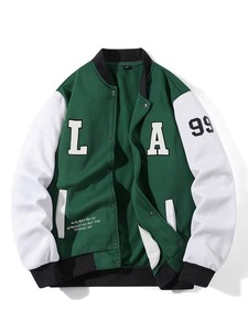 Customized High Quality 100% Cotton Custom High Quality Contrast Stitch Baseball Jersey Fashion Embroidery Preppy Fall <b>Jacket</b> - Product Image 1