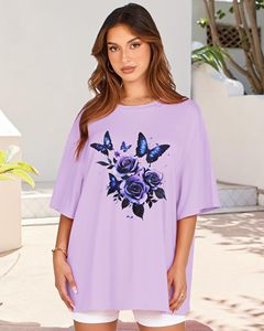 T-shirt à manches courtes pour femme 100% coton, imprimé graphique DTF, col rond, coupe classique, t-shirts d'été amples et confortables - Product Image 1