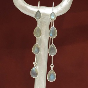 Pendientes de piedras preciosas de pera labradorita de Plata de Ley 925 joyería al por mayor en línea de moda para bodas - Product Image 4