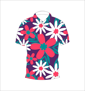 Camisa polo con estampado floral tropical morado para hombre, camisa de golf informal de manga corta para verano - Product Image 4