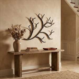 Handcrafted Tree Branch Iron <b>Wall</b> <b>Mounted</b> <b>Coat</b> <b>Rack</b> Artistic Metal Entryway Organizer For Bags Jackets Hats Scarves Rustic - Product Image 2