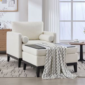 Poltrona con Poggiapiedi Reversibile Nera da 90 cm, Base in Legno, Gambe Quadrate, Rivestimento Imbottito, per Soggiorno - Product Image 6