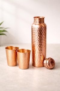 Ergonomic Plain Copper Water <b>Bottle</b> With Tumbler Active Lifestyle Copper Drinkware <b>Flask</b> for Hiking Cycling and Sports - Product Image 5