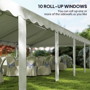 "16.5FT X 33FT Heavy Duty White <b>Canopy</b> <b>Tent</b> with 10 Windows & Removable Sidewalls (Polyester & Steel)" - Product Image 5