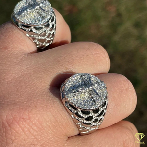 Luxury Mens Jesus Ring Moissanite Diamond Silver Finish Hip Hop Pinky Ring Jewelry - Product Image 5