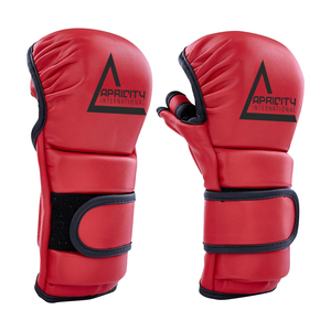 Gants de MMA de qualité supérieure pour adultes, couleur rouge, cuir véritable, entraînement au combat, sangle de poignet réglable, légers, protection UV - Product Image 1