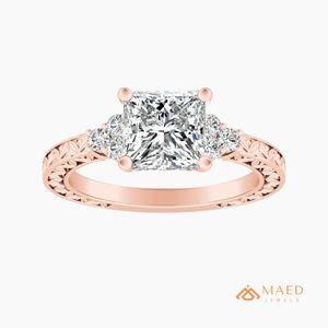 แหวนหมั้นทรงเจ้าหญิงวินเทจสีโรสโกลด์สำหรับผู้หญิง - ของขวัญเครื่องประดับสำหรับวันครบรอบแต่งงานและงานปาร์ตี้ - Product Image 1