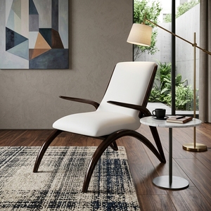 Fauteuil sculptural en bois massif de style Mid-Century Modern, fauteuil d'appoint rembourré, mobilier de luxe en teck pour salon. - Product Image 4