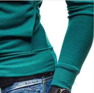 Sweat-shirt à capuche en tricot pour homme, couleur unie, coupe ajustée, décontracté, à manches longues, vert, en coton, pour l'automne - Product Image 5