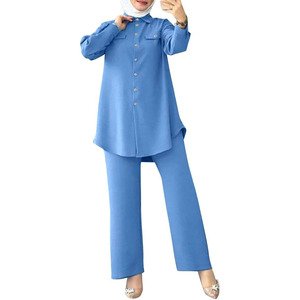 Wholesale Spandex/Polyester Modest Activewear Set Women Long Sleeves Hooded Collar Regular Fit Muslim Wear Winter Season Casual - Product Image 2