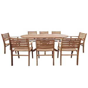 Modern Style Teak Wood Patio <b>Garden</b> Lightweight <b>Chairs</b> Outdoor Oval Dining Table Leg Cross for Courtyard Villa Hotel Indonesia - Product Image 1