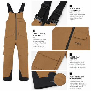 <b>Waterproof</b> Men's Ski Bib Snowboard Pants Insulated Winter <b>Overalls</b> Windproof Cargo Snow Bibs for Outdoor Sports Skiing Gear - Product Image 4