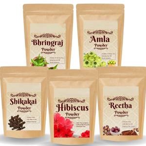 Polvo de Amla, Reetha, Shikakai, Bhringraj e Hibisco 100% Puro y Natural, Más Vendido, para el Crecimiento del Cabello y Mascarilla Capilar de la India - Product Image 6