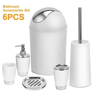 Set Completo di 6 Accessori per il Bagno con Dispenser Sapone, Portaspazzolini, Bicchiere, Portasapone e Strumenti per la Pulizia del WC - Product Image 1