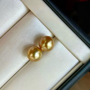 Manufacturer Wholesale 10-11mm Natural Gold Bead <b>Stud</b> <b>Earrings</b> Comparable to Nanyang S925 <b>Silver</b> Gold-Plated Ear Buckle - Product Image 1