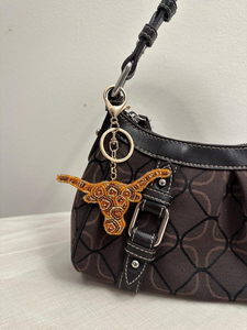 100% Artisan-made Bead Embroidery Fabric Beaded Keychain Strap Custom Team Logo Wristlet Bag Charm <b>Key</b> Holder Game Day <b>Key</b> <b>Chain</b> - Product Image 4