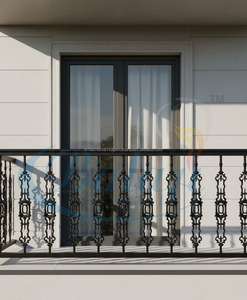 Barandilla de Escalera y Balcón de Hierro Fundido Resistente, Acabado Gris Decorativo, Pulido y con Acabado Granallado, Estilo Diamante Negro - Product Image 2