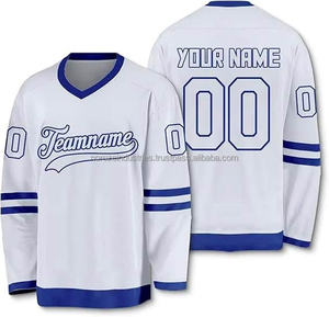 Maillot de hockey sur glace unisexe à col en V et manches longues, personnalisable avec nom et numéro, en polyester, OEM, nom d'équipe vierge pour compétition et entraînement - Product Image 6