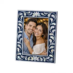 Elegant Mother of Pearl Inlay Wood Hand Carved Decorative Vertical Photo <b>Frame</b> Tabletop/Wall <b>Mount</b> Custom Size - Product Image 2