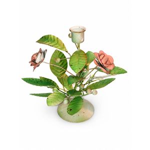 Porte-bougie vintage en métal à motif de feuilles, support décoratif de table fait main, décoration de maison de style farmhouse, centre de table de mariage - Product Image 2