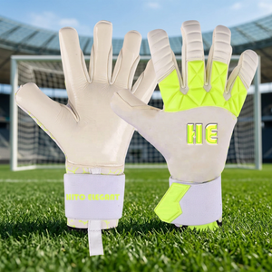 Gants de gardien de but de football en néoprène blanc sur mesure avec sangle élastique en latex gaufré allemand de 4 mm, découpe hybride, injection de caoutchouc - Product Image 4