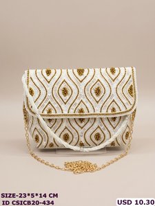Elegant Beaded <b>Sequin</b> Pearl Clutch <b>Bag</b> With Chain Strap For Evening Events - Product Image 3