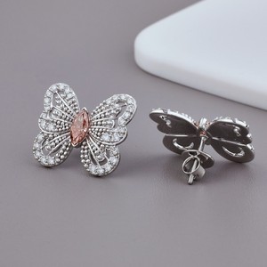 Boucles d'oreilles clous papillon Avina Jewels en or 14K plaqué rhodium, serties de diamants roses de laboratoire certifiés IGI, taille marquise, pour femme - Product Image 3