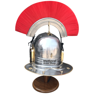 Casque de Centurion Romain Fait Main en Acier Doux Rouge Prune, Armure Médiévale pour Reconstitutions Historiques, Décoration Maison et Bureau - Product Image 4