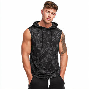 Camiseta sin Mangas con Capucha de Forro Polar de Poliéster/Algodón para Hombre, para Entrenamiento de Primavera, Gimnasio, Fisicoculturismo - Product Image 3